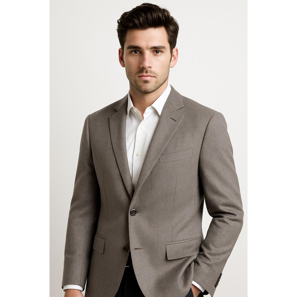 Brooks Brothers Sport Coat Mens 44R Gray Brown Wool Herringbone Blazer Tweed